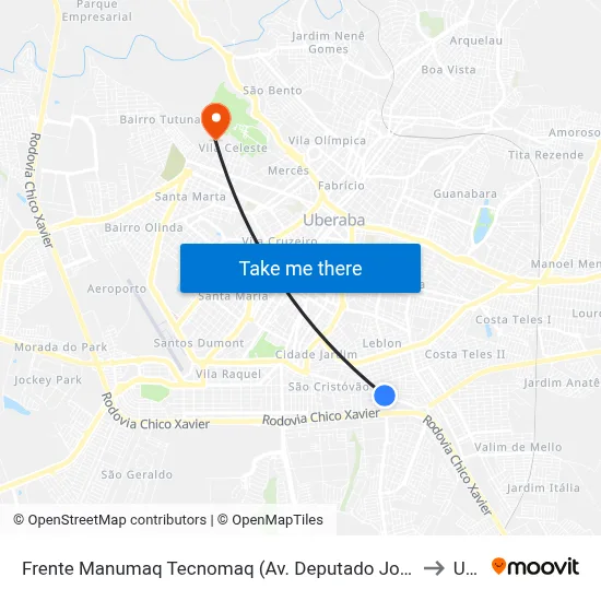 Frente Manumaq Tecnomaq (Av. Deputado José Marcus Cherem) to Uftm map