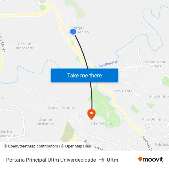 Portaria Principal Uftm Univerdecidade to Uftm map