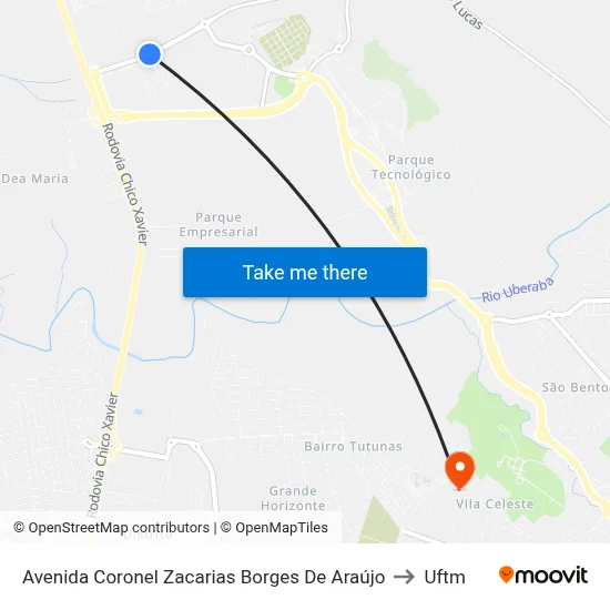 Avenida Coronel Zacarias Borges De Araújo to Uftm map