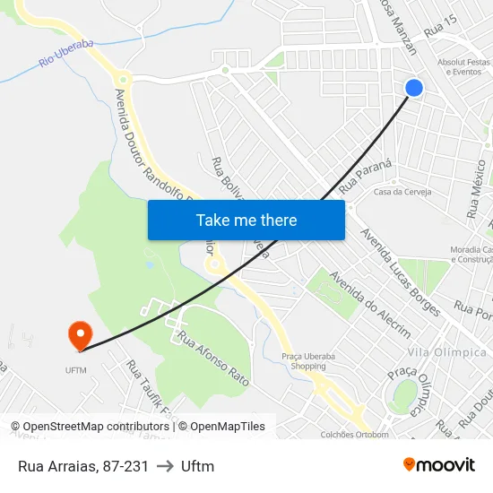 Rua Arraias, 87-231 to Uftm map