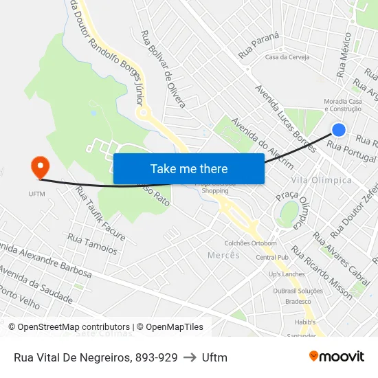 Rua Vital De Negreiros, 893-929 to Uftm map
