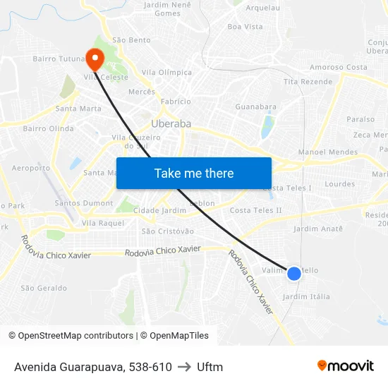 Avenida Guarapuava, 538-610 to Uftm map