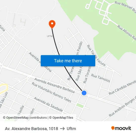 Av. Alexandre Barbosa, 1018 to Uftm map
