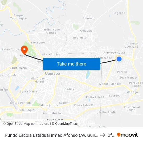 Fundo Escola Estadual Irmão Afonso (Av. Guilherme Capucci) to Uftm map