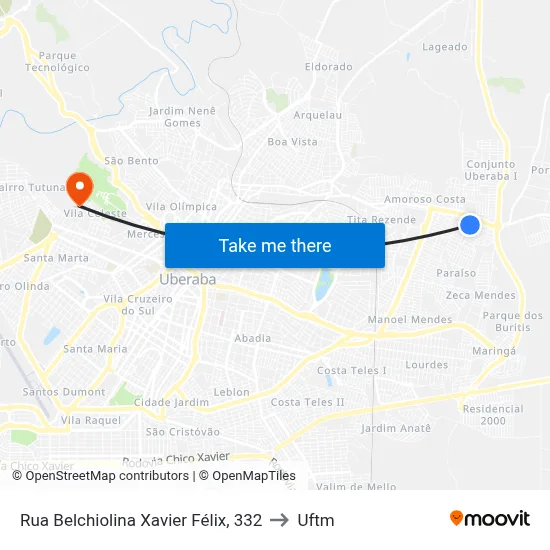 Rua Belchiolina Xavier Félix, 332 to Uftm map