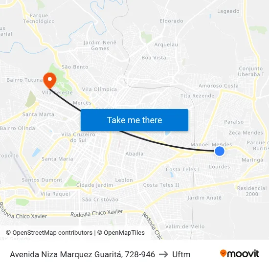Avenida Niza Marquez Guaritá, 728-946 to Uftm map