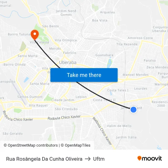 Rua Rosângela Da Cunha Oliveira to Uftm map