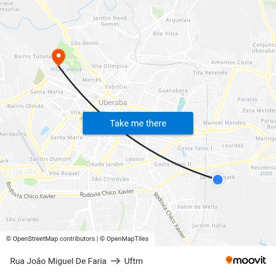 Rua João Miguel De Faria to Uftm map