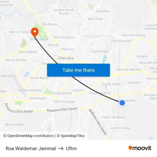 Rua Waldemar Jammal to Uftm map