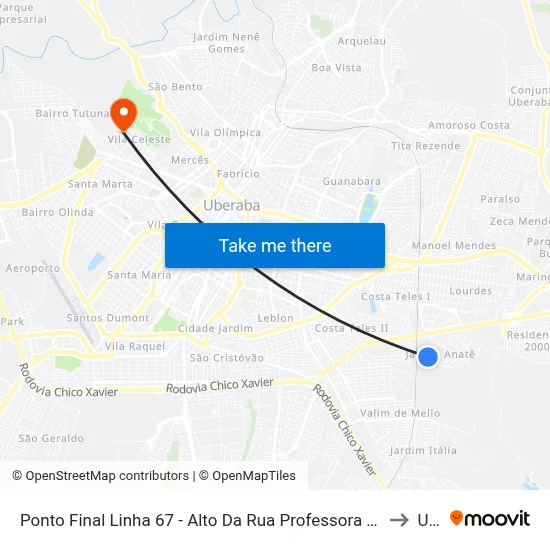 Ponto Final Linha 67 - Alto Da Rua Professora Natália Dayrell De Carvalho to Uftm map