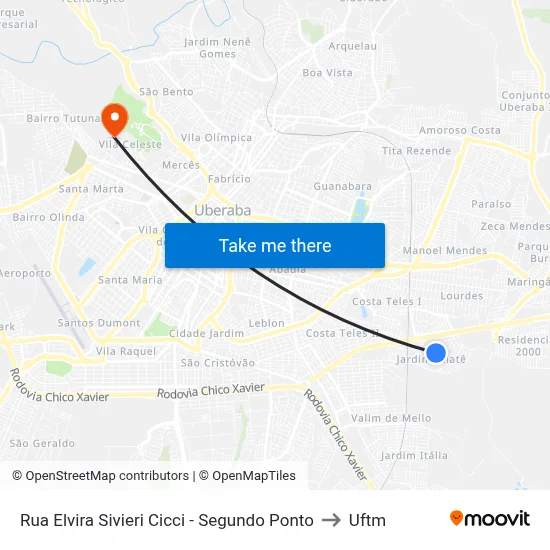 Rua Elvira Sivieri Cicci - Segundo Ponto to Uftm map