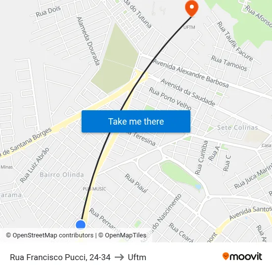 Rua Francisco Pucci, 24-34 to Uftm map