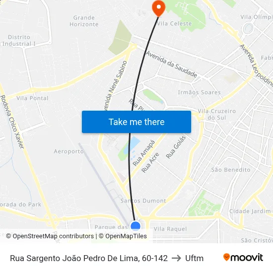 Rua Sargento João Pedro De Lima, 60-142 to Uftm map