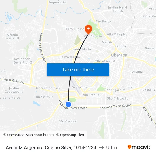 Avenida Argemiro Coelho Silva, 1014-1234 to Uftm map