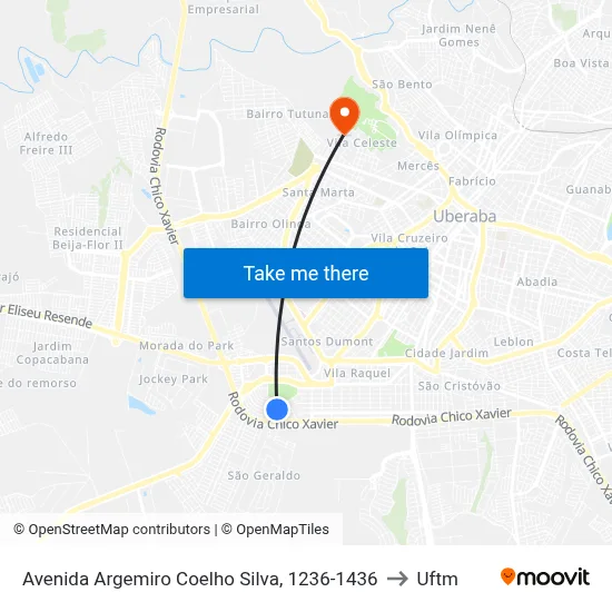 Avenida Argemiro Coelho Silva, 1236-1436 to Uftm map