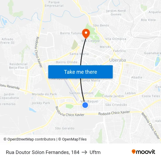 Rua Doutor Sólon Fernandes, 184 to Uftm map