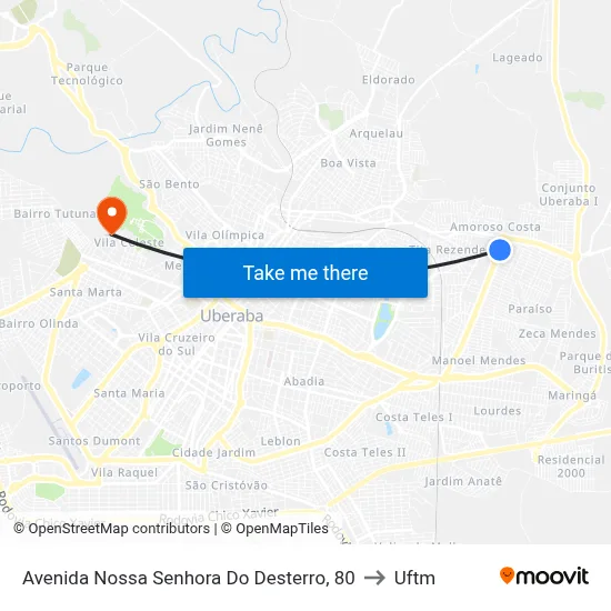 Avenida Nossa Senhora Do Desterro, 80 to Uftm map