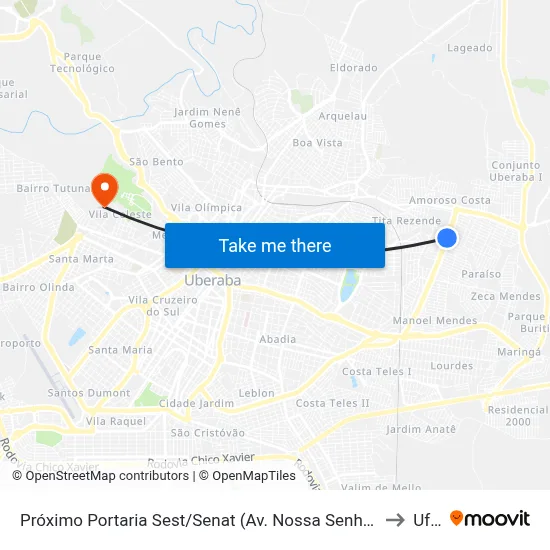 Próximo Portaria Sest/Senat (Av. Nossa Senhora Do Desterro) to Uftm map