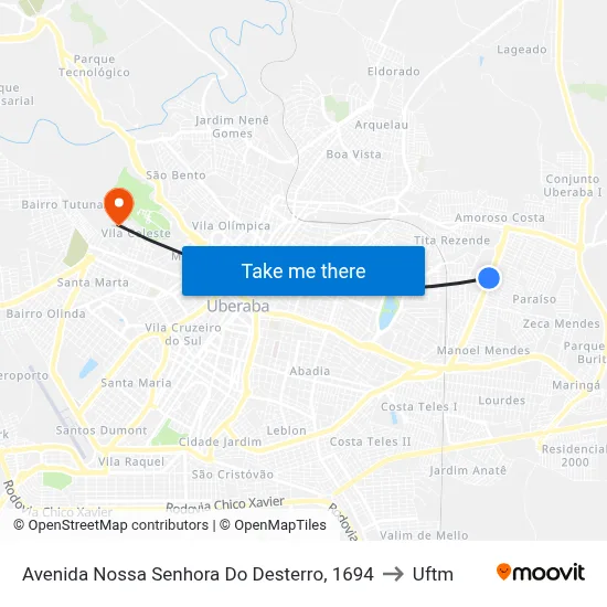 Avenida Nossa Senhora Do Desterro, 1694 to Uftm map