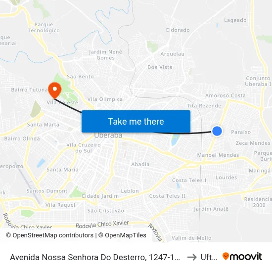Avenida Nossa Senhora Do Desterro, 1247-1335 to Uftm map