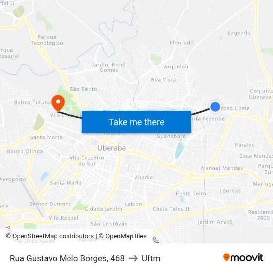Rua Gustavo Melo Borges, 468 to Uftm map