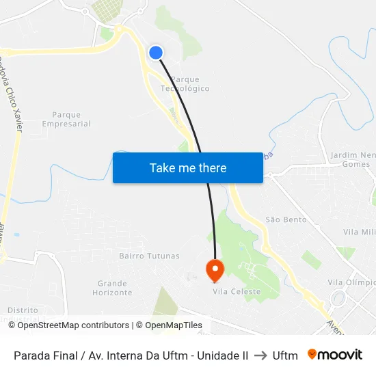 Parada Final / Av. Interna Da Uftm - Unidade II to Uftm map
