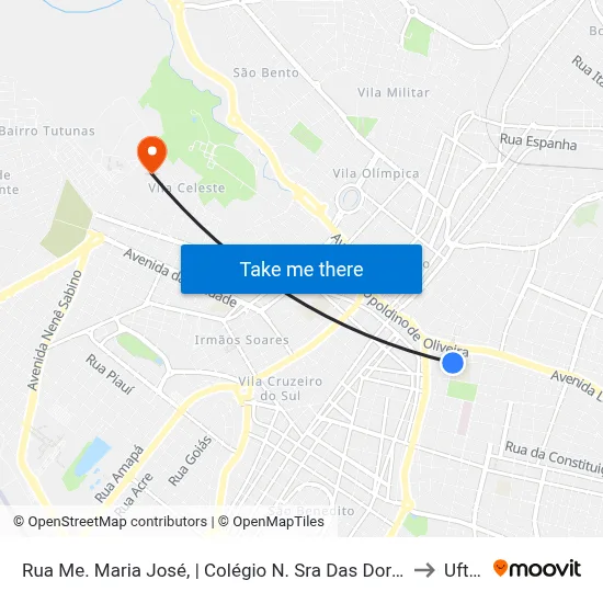 Rua Me. Maria José, | Colégio N. Sra Das Dores to Uftm map