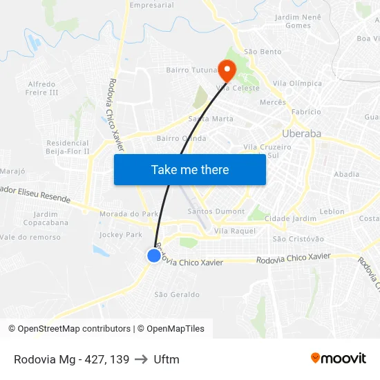 Rodovia Mg - 427, 139 to Uftm map