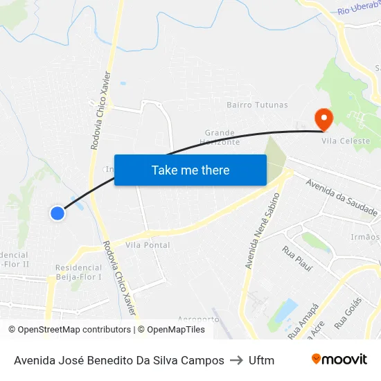 Avenida José Benedito Da Silva Campos to Uftm map