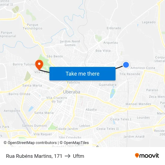 Rua Rubéns Martins, 171 to Uftm map