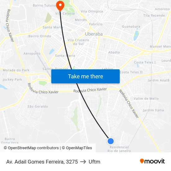 Av. Adail Gomes Ferreira, 3275 to Uftm map