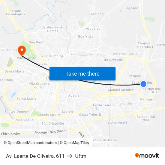 Av. Laerte De Oliveira, 611 to Uftm map