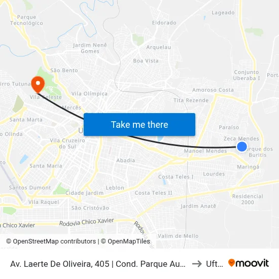 Av. Laerte De Oliveira, 405 | Cond. Parque Austral to Uftm map