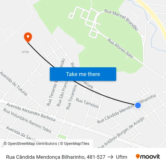 Rua Cândida Mendonça Bilharinho, 481-527 to Uftm map