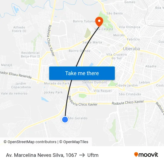 Av. Marcelina Neves Silva, 1067 to Uftm map