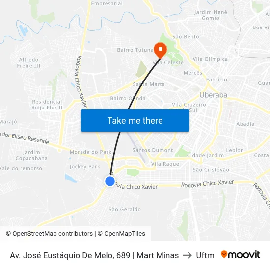 Av. José Eustáquio De Melo, 689 | Mart Minas to Uftm map