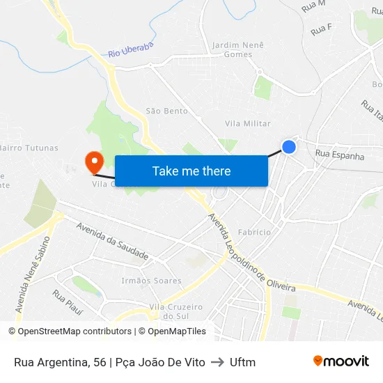 Rua Argentina, 56 | Pça João De Vito to Uftm map