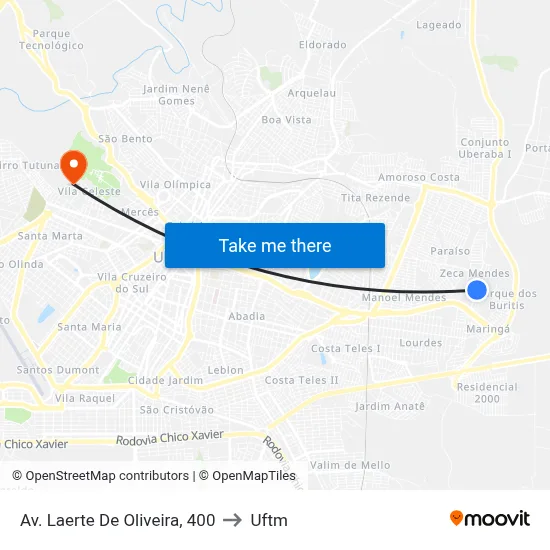 Av. Laerte De Oliveira, 400 to Uftm map
