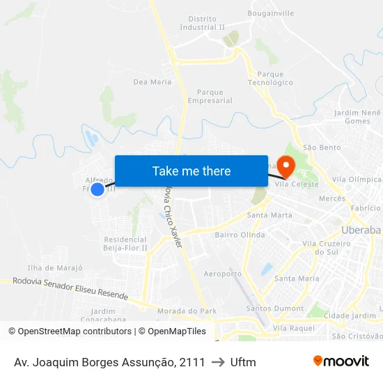 Av. Joaquim Borges Assunção, 2111 to Uftm map