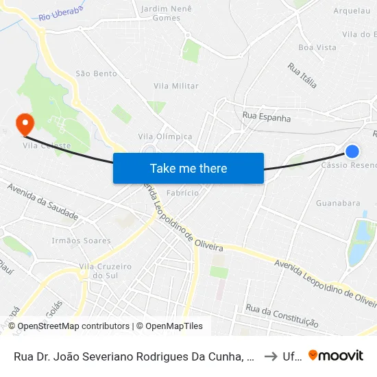 Rua Dr. João Severiano Rodrigues Da Cunha, 322 |  Fundaesp to Uftm map