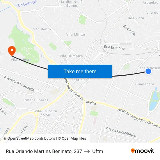 Rua Orlando Martins Beninato, 237 to Uftm map