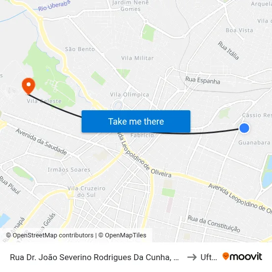 Rua Dr. João Severino Rodrigues Da Cunha, 286 to Uftm map