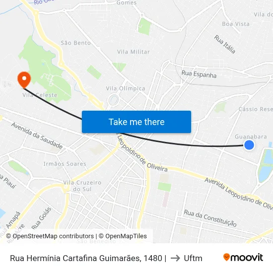 Rua Hermínia Cartafina Guimarães, 1480 | to Uftm map
