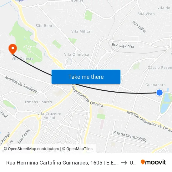 Rua Hermínia Cartafina Guimarães, 1605 | E.E. Prof. Alceu Novais to Uftm map