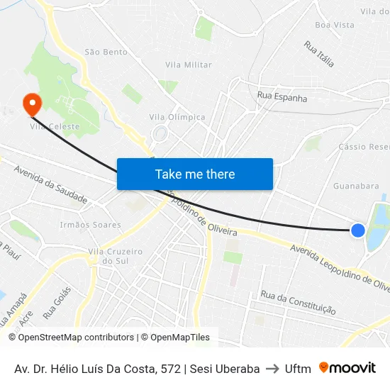 Av. Dr. Hélio Luís Da Costa, 572 | Sesi Uberaba to Uftm map