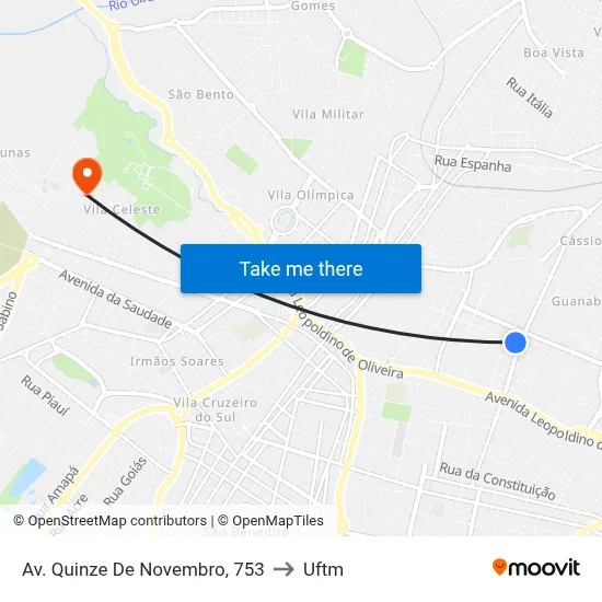 Av. Quinze De Novembro, 753 to Uftm map