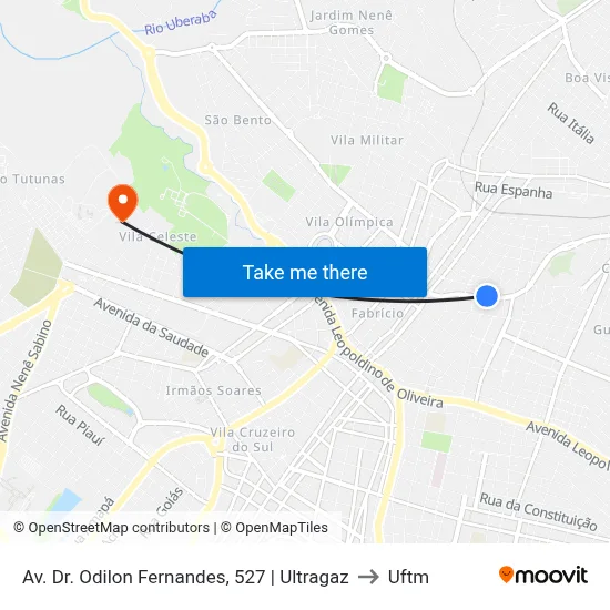 Av. Dr. Odilon Fernandes, 527 |  Ultragaz to Uftm map