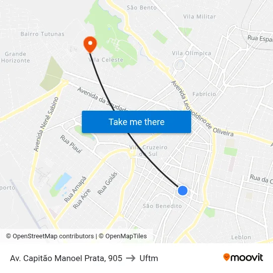 Av. Capitão Manoel Prata, 905 to Uftm map