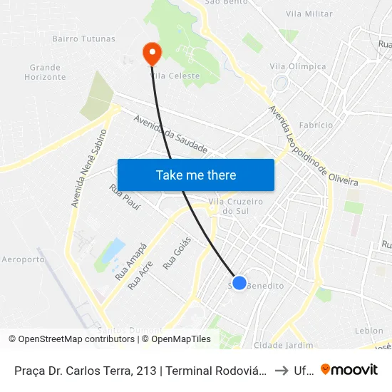 Praça Dr. Carlos Terra, 213 | Terminal Rodoviário De Uberaba to Uftm map