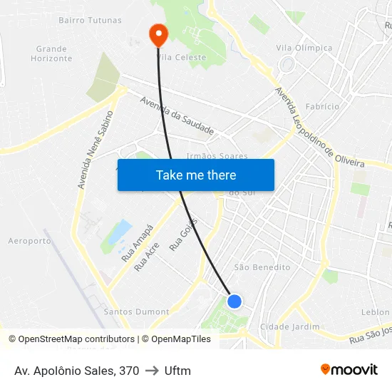 Av. Apolônio Sales, 370 to Uftm map